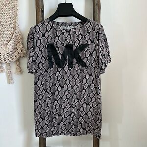 MICHAEL KORS Purple Snake-Embossed Logo Long Top Tunic / Size XS